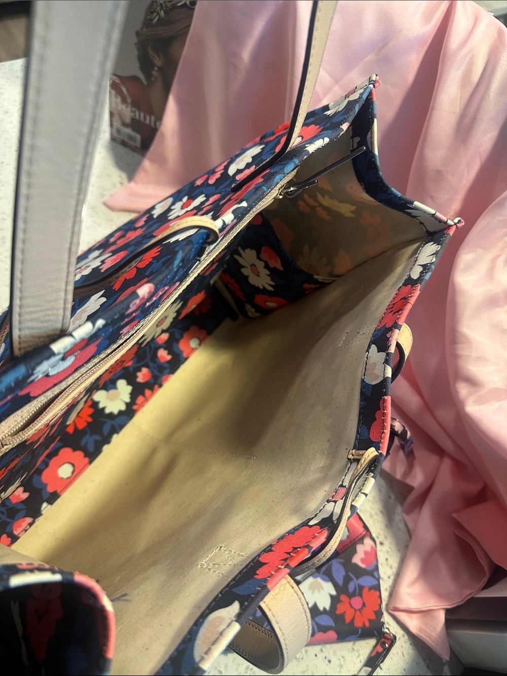 kate spade Navy Floral Tote,small Wallet, phone case, wristlet, dustbag - Picture 14 of 17